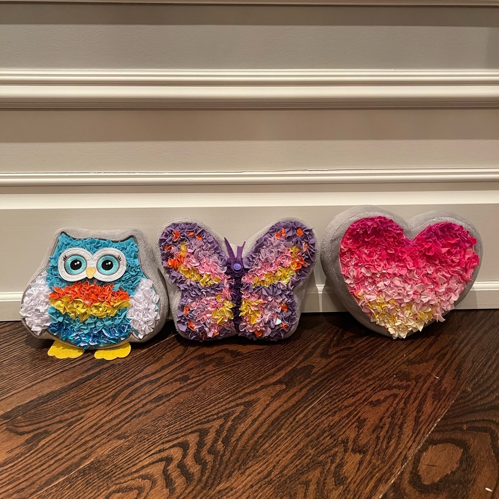 Set of 3 kids PlushCraft decorative pillows